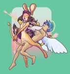  absurd_res ahegao angel anthro anthro_penetrated arrow balls biped blue_hair bodily_fluids bow_(weapon) breasts brown_body brown_fur brown_hair cherub clothing cum cum_in_pussy cum_inside cupid&#039;s_arrow deep_penetration digital_media_(artwork) duo erection eyes_closed eyewear feathered_wings feathers female female_on_human female_penetrated flying from_behind_position fur genital_fluids genitals glasses hair halo headgear headwear hi_res holding_object holding_weapon holidays human human_on_anthro human_penetrating human_penetrating_anthro humanoid humanoid_genitalia humanoid_penis interspecies lagomorph leporid looking_pleasured looking_up male male/female male_on_anthro male_penetrating male_penetrating_female mammal navel nipples nude open_mouth penetration penis pussy questionable_consent quiver rabbit ranged_weapon saliva sex simple_background smile tongue triplecancer vaginal vaginal_penetration weapon wings 