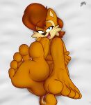  2021 5_toes absurd_res anthro archie_comics barefoot bedding benjipaws chipmunk feet female foot_focus fur ground_squirrel hi_res humanoid_feet looking_at_viewer lying mammal nude open_mouth open_smile rodent sally_acorn sciurid sega signature simple_background smile soles solo sonic_the_hedgehog_(archie) sonic_the_hedgehog_(comics) sonic_the_hedgehog_(series) toes video_games 