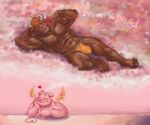  &lt;3 2021 alexyorim blush bovid bovine brown_body brown_fur bulge cattle clothing cupig_(alexyorim) daydream digital_media_(artwork) digital_painting_(artwork) domestic_pig english_text eyes_closed fur hair hi_res holidays horn jockstrap lying male mammal muscular one_eye_closed orange_hair pink_background rose_(disambiguation) simple_background suid suina sus_(pig) taurus_rose text underwear valentine&#039;s_day wings wink 