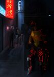  absurd_res alley ambiguous_species anthro assault backalley behind_wall crosshair female grabbing_hair group gun handgun hi_res male moon neon_lights neon_sign quandy ranged_weapon revolver sign solo_focus synth_(vader-san) synthetic sysha urban weapon 