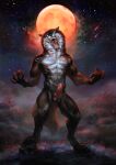  2020 anthro canid canine canis clothing hi_res male mammal moon rakan simargl solo star torn_clothing were werecanid werecanine werewolf wolf 