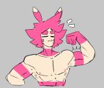  anthro flexing furret hair humanoid male muscular muscular_male nintendo pink_hair pink_stripes pok&eacute;mon pok&eacute;mon_(species) shewiff shiny_pok&eacute;mon solo stripes video_games 