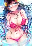  bikini breast_hold megane ogata_tei panty_pull swimsuits undressing wet 
