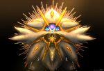  artist_name blue_sclera body_markings colored_sclera commentary gen_7_pokemon glowing_markings highres iogi_(iogi_k) legendary_pokemon looking_at_viewer no_humans pokemon pokemon_(creature) repost_notice solgaleo solo sparkle white_eyes 