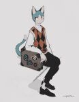  animal_crossing anthro clothed clothing domestic_cat felid feline felis footwear hi_res male mammal mucknagabe nintendo rover_(animal_crossing) shoes solo suitcase video_games 