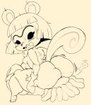  ambiguous_gender ambiguous_on_bottom animal_crossing anthro areola big_butt blush bodily_fluids breasts buckteeth butt duo eyebrows facesitting female female/ambiguous female_on_top hair hazel_(animal_crossing) hi_res huge_butt looking_back looking_down mammal monochrome nintendo nipples nude on_bottom on_top open_mouth purple_yoshi_draws rodent sciurid short_stack simple_eyes small_breasts sweat teeth thick_thighs unibrow video_games wide_hips 
