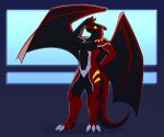  anthro biped black_sclera claws hi_res leviathinh machine male metal_plates metallic_body plantigrade red_body reptile robot scalie solo synth_(vader-san) wings yellow_eyes 
