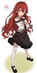  1girl bare_shoulders boshi_(a-ieba) breasts crossed_arms eris_greyrat highres long_hair looking_at_viewer mary_janes mushoku_tensei red_eyes red_hair shoes skirt small_breasts solo white_legwear 