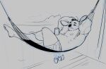  2021 alien antennae_(anatomy) anthro anthrofied areola beverage_can clothing cloud crossed_legs digital_drawing_(artwork) digital_media_(artwork) disney experiment_(lilo_and_stitch) falcon_mccooper feet fur hammock hands_behind_head hi_res humanoid_feet lilo_and_stitch looking_aside looking_at_viewer male outside reclining sketch solo stitch_(lilo_and_stitch) swimming_trunks swimwear 
