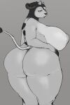  2021 anthro anthrofied areola big_breasts big_butt black_and_white breasts butt eyelashes female fur hand_on_hip hi_res horn huge_breasts huge_butt miltank monochrome nightingale_(artist) nintendo nipples nude open_mouth overweight overweight_anthro overweight_female pinup pok&eacute;mon pok&eacute;mon_(species) portrait pose solo standing teeth thick_thighs three-quarter_portrait video_games 