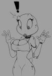  ! 2017 amphibian anthro big_breasts billboi bra breasts cleavage clothed clothing eyelashes female frog grey_background lips looking_down monochrome partially_clothed robot_arm simple_background sketch solo surprise traditional_media_(artwork) underwear wide_hips 