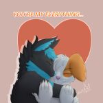  &lt;3 1:1 anthro black_body black_fur blue_body blue_fur blue_hair blue_nose canid canine canis claws couple_(disambiguation) digital_drawing_(artwork) digital_media_(artwork) domestic_dog duo english_text eyes_closed fur hair hi_res holidays hug love male male/male malekart mammal neck_hug nude pink_nose romantic_couple simple_background smile text valentine&#039;s_day white_body white_fur ych_result 