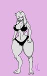  abs anthro big_breasts big_butt bikini breasts butt cat_lamb_hybrid clothing cute_tail female hi_res horn humanoid intimidating mewlia pink_eyes pose solo swimwear thick_thighs vamrack wide_hips 