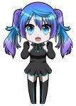  1girl absurdres alternate_costume alternate_hair_length alternate_hairstyle bare_shoulders black_dress black_gloves black_hair black_neckwear black_ribbon blue_eyes blue_hair chibi commentary_request dress elbow_gloves eyebrows_visible_through_hair full_body gloves gradient_hair hatsune_miku highres koro_koro0606 looking_at_viewer multicolored_hair neck_ribbon open_mouth pale_skin pleated_dress purple_hair ribbon shiny shiny_hair simple_background sleeveless sleeveless_dress smile solo thighhighs twintails vocaloid white_background 