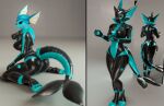  anthro clothing costume eeveelution evilbanana female genitals handles hi_res kneeling nintendo pok&eacute;mon pok&eacute;mon_(species) pussy rubber solo standing suit thick_tail vaporeon video_games 