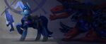  absurd_res blue_eyes demon digital_media_(artwork) equid equine fan_character group hasbro hi_res horn imminent_death mammal my_little_pony standing undead underpable unicorn zombie 