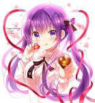  1girl gochuumon_wa_usagi_desu_ka? hair_ribbon koi_(koisan) official_art purple_eyes purple_hair ribbon solo tedeza_rize twintails upper_body valentine 
