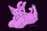 absurd_res anthro big_breasts big_butt blep breast_rest breasts butt cleavage clothed clothing crossed_arms domestic_cat feet feet_up felid feline felis female fur ghost glowing hair hi_res huge_butt luigi&#039;s_mansion lying mammal mayomancer multi_tail on_front pawpads polterkitty purple_body purple_fur purple_hair simple_background slightly_chubby solo spirit thick_thighs tongue tongue_out 