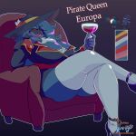  anthro avian big_breasts breasts cleavage clothed clothing corviknight crossed_legs damianvertigo female hi_res honchkrow huge_breasts hybrid legwear nintendo pok&eacute;mon pok&eacute;mon_(species) solo thick_thighs thigh_highs video_games wine_glass 