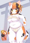  2021 4_fingers 848siba absurd_res accessory anthro asian_clothing bell belly big_breasts black_body black_fur black_hair black_nose blush breasts calico_cat camel_toe claws clothing clothing_pull digital_media_(artwork) domestic_cat east_asian_clothing felid feline felis female fingers fundoshi fur furgonomics hair hair_accessory hi_res huge_breasts japanese_clothing jingle_bell kemono looking_at_viewer mammal mottled multicolored_body multicolored_ears multicolored_fur multicolored_hair multicolored_tail navel orange_body orange_fur orange_hair piebald portrait pupils shaded short_hair skindentation slightly_chubby slit_pupils solo tail_accessory tassels three-quarter_portrait torii under_boob underwear underwear_pull whiskers white_body white_fur white_hair wraps yellow_eyes 