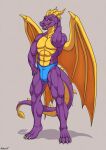  abs activision anthro clothed clothing dragon hand_behind_head hand_on_hip hi_res horn looking_at_viewer male muscular muscular_anthro muscular_legs muscular_male nameless00 purple_body solo spyro spyro_the_dragon topless underwear video_games wings 