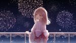  aliasing brown_hair fireworks japanese_clothes night original sky stars tagme_(artist) 