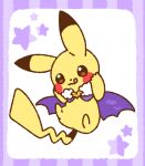  :3 animal_focus blush_stickers border brown_eyes cape closed_mouth clothed_pokemon commentary_request full_body fur-trimmed_cape fur_trim gen_1_pokemon hands_on_own_cheeks hands_on_own_face hands_up happy licking_lips muguet no_humans pikachu pokemon pokemon_(creature) purple_border purple_cape simple_background smile solo star_(symbol) tongue tongue_out white_background 