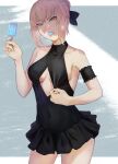  1girl artoria_pendragon_(all) artoria_pendragon_(alter_swimsuit_rider)_(fate) bangs black_bow black_swimsuit blonde_hair bow breasts cleavage_cutout clothing_cutout dress_swimsuit fate/grand_order fate_(series) food food_in_mouth frills hair_bow hair_bun highres medium_breasts mori_yashiro_(konkon_oyashiro) mouth_hold navel popsicle short_hair sidelocks solo swimsuit yellow_eyes 
