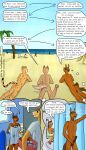  absurd_res anthro beach canid canine canis caught cheetah domestic_dog english_text equid equine father felid feline hi_res horse male mammal masturbation mother nudist parent seaside shower text 