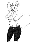  anthro arctic_wolf big_breasts breasts canid canine canis clothed clothing curvy_figure female hair jijis-waifus leggings legwear mammal monica_blackwater_(wsad) monochrome pinup pose shirt solo straight_hair tank_top topwear wolf 