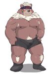  2021 anthro belly black_nose blush bulge clothing cute_fangs hi_res kemono kimun_kamui_(tas) male mammal moobs morningbread16 nipples overweight overweight_anthro overweight_male simple_background solo tokyo_afterschool_summoners underwear ursid video_games white_background 