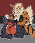  anal anthro arcanine blush bodily_fluids duo grabbing_head hi_res houndoom iudicium86 male male/male muscular nintendo nipples pok&eacute;mon pok&eacute;mon_(species) sweat video_games 