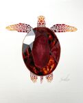  animal_focus artist_name commentary_request crystal erumo_0384 from_above full_body highres no_humans original ruby_(gemstone) shiny signature simple_background traditional_media turtle white_background 