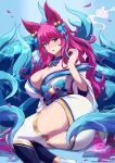  ahri animal_ears japanese_clothes kitsune league_of_legends no_bra tail thighhighs torahimemax 