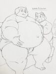  2021 ailurid anthro belly bulge canid canine canis clothing domestic_dog duo futaba_kotobuki hi_res humanoid_hands kemono male male/male mammal namihira_kousuke navel obese obese_male overweight overweight_male qmdk1234 red_panda sitting sketch text traditional_media_(artwork) trouble_(series) underwear 