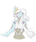  3_fingers anthro claws dragon fan_character fangs female fingers fur grey_body grey_skin hair ice kyurem legendary_pok&eacute;mon nintendo pok&eacute;mon pok&eacute;mon_(species) shirokyure(watte) simple_background solo tongue video_games watte white_kyurem yellow_eyes 