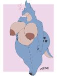  &lt;3 absurd_res anthro anthrofied areola big_areola big_breasts blue_body blue_scales bodily_fluids border breasts brown_nipples claws curvy_figure dizzyknight female half-closed_eyes hand_on_stomach hi_res huge_breasts lactating lipstick looking_aside looking_away makeup narrowed_eyes nidoqueen nintendo nipples nude pink_background pok&eacute;mon pok&eacute;mon_(species) pregnant scales simple_background smile solo thick_thighs video_games voluptuous white_border wide_hips 