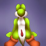  1:1 animal_genitalia anthro erection eyes_closed front_view genital_slit genitals hi_res male mario_bros nintendo open_mouth penis reptile scalie shaded simple_background sitting slit soft_shading solo umbry00 video_games yoshi 