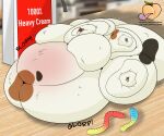  absurd_res anthro belly bovid butt caprine english_text expansion feeding food fur goat hi_res inflation lordbo male mammal micro obese obese_anthro officialpeachbumz overweight overweight_anthro overweight_male saudade solo text 