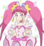  1girl ahoge bangs blunt_bangs blush choker clenched_hands closed_mouth collarbone cure_star earrings hair_ornament highres hoshina_hikaru jewelry kousuke0912 long_hair looking_at_viewer pink_choker pink_hair pink_skirt pleated_skirt precure red_eyes shiny shiny_hair sketch skirt smile solo star_(symbol) star_choker star_twinkle_precure very_long_hair wrist_cuffs 