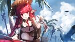  arknights bikini hellnyaa horns open_shirt pointy_ears see_through swimsuits vigna_(arknights) 