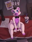  2020 absurd_res animatronic anthro barefoot beverage big_eyes black_body black_nose blue_eyes bow_tie buckteeth checkered_floor clothing crumpled_paper cup drawing five_nights_at_freddy&#039;s flashlight fredbear_(fnaf) freddy_fazbear&#039;s_pizzeria_simulator fur furniture grey_body hat headgear headwear helpy_(fnaf) hi_res lefty_(fnaf) looking_at_viewer machine male mammal monitor multicolored_body multicolored_ears paper pixelflare purple_body purple_ears purple_fur red_body restaurant robot round_ears scut_tail short_tail sitting smile solo standing straw table tablecloth teeth thick_thighs toony top_hat two_tone_body two_tone_ears ursid video_games white_body white_ears white_fur white_tail yellow_body yellow_ears 