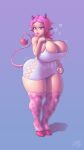  animal_humanoid big_breasts bovid bovid_humanoid bovine bovine_humanoid breasts clothing female fur hair hi_res hooves horn humanoid jackie_moo mammal mammal_humanoid pink_body pink_fur pink_hair pose red_eyes satyrsatyr solo tight_clothing 