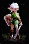  1boy aubz blue_eyes boots brown_footwear full_body green_headwear green_tunic holding holding_shield holding_sword holding_weapon left-handed link pink_hair pointy_ears rain shield signature solo standing sword the_legend_of_zelda the_legend_of_zelda:_a_link_to_the_past weapon 