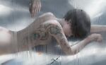  black_hair ghostblade jade_(wlop) logo nude short_hair tattoo wlop 