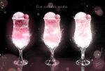  awanagiee cherry cup drink drinking_glass english_text food food_focus fruit glass highres ice_cream ice_cream_float no_humans original scenery signature still_life 