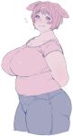  animal_humanoid belly big_breasts biped blush bottomwear breasts clothed clothing digital_media_(artwork) elf-san_wa_yaserarenai. female hair hi_res huge_breasts humanoid looking_at_viewer mammal mammal_humanoid not_furry oku_(elf-son_wa_yaserarenai.) open_mouth orc orc_humanoid pants shirt simple_background sketch slightly_chubby smile solo synecdoche thick_thighs tight_clothing topwear white_background 