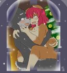  anthro blush bodily_fluids breasts brown_body brown_fur butt canid canine canis christmas christmas_tree danny_(no3512) domestic_dog duo female fur grey_body grey_fur hair hi_res holidays kemono kissing male male/female mammal no3512 nude plant red_hair romantic_ambiance romantic_couple saliva saliva_string sex shiba_inu snow spitz sweat translucent tree window winter yoriko 