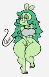  2020 adult_fink anthro barefoot big_breasts bottomless breasts butt cartoon_network clothed clothing curvy_figure cute_fangs digital_media_(artwork) eyelashes feet female fink_(ok_k.o.!_lbh) fur green_body green_fur green_hair hair hi_res long_hair mammal midriff_baring_shirt murid murine nipple_outline ok_k.o.!_let&#039;s_be_heroes pachislot rat rodent simple_background solo thick_thighs voluptuous wide_hips 