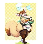  abstract_background absurd_res anthro apron big_breasts black_lips blush boxgoat breasts brown_body brown_fur brown_hair canid canine checkered_background cleavage clothed clothing cooking curvy_figure dipstick_tail ear_piercing ear_ring female fennec fluffy fluffy_tail footwear fox fur garter_belt garter_straps hair heterochromia hi_res high_heels huge_breasts legwear lingerie lips mammal mature_female multicolored_tail on_phone overweight panties partially_clothed pattern_background phone piercing shoes shubby simple_background skimpy slightly_chubby solo tan_body tan_fur thick_thighs thigh_highs underwear voluptuous white_body white_fur wide_hips 